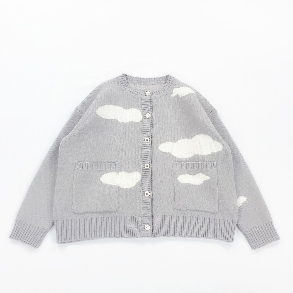 棉花糖雲朵針織開衫外套-灰色 (成人款均碼)