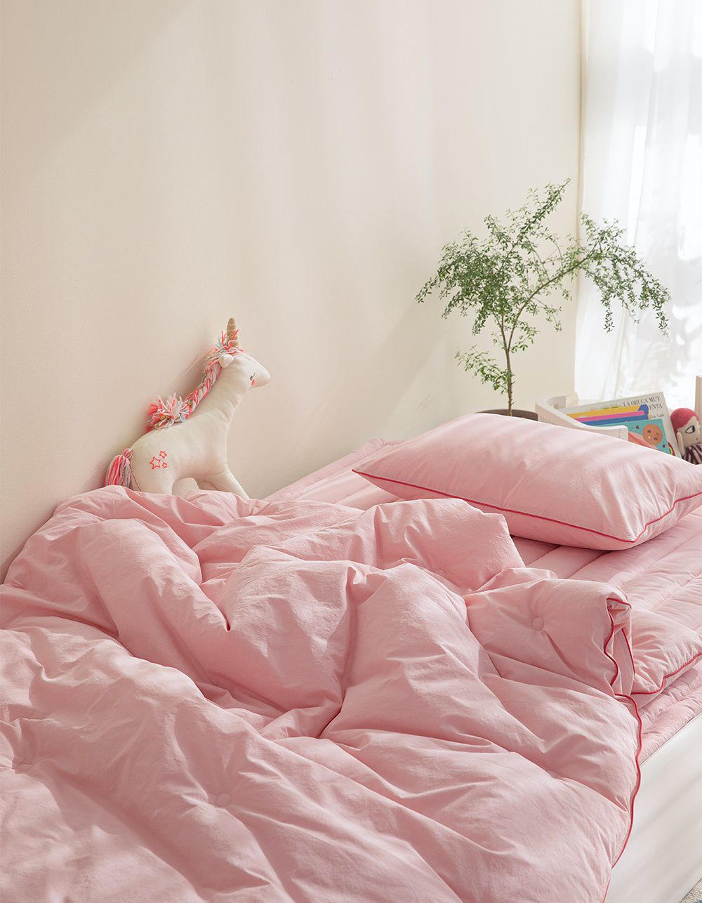 韓國 Maatila - (兒童款)可水洗高密度純棉棉被-草莓粉