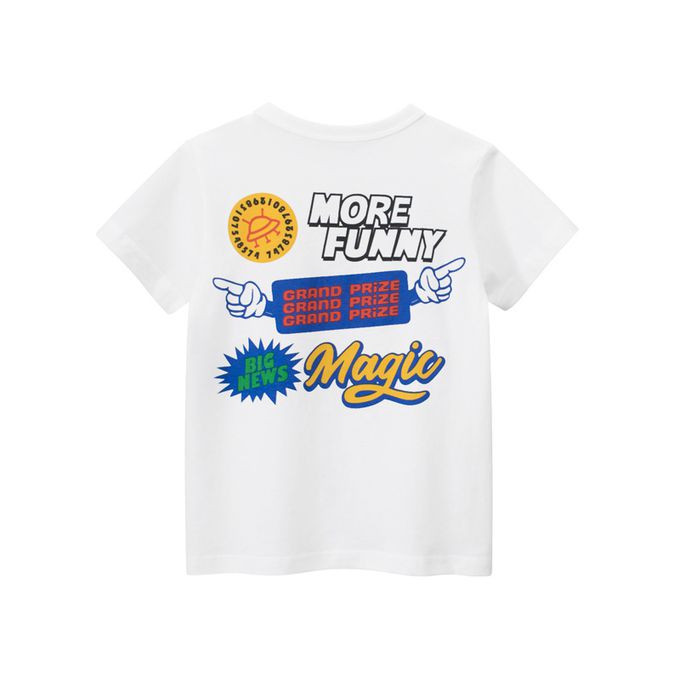 短袖棉T-潮流小標籤-白色