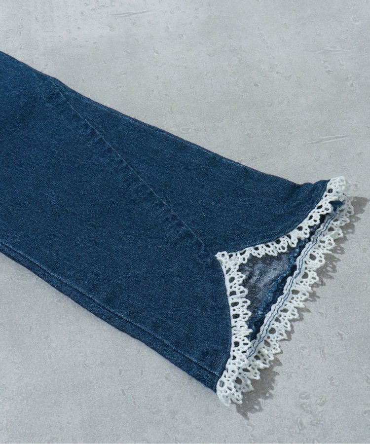 日本 apres les cours - 下擺蕾絲小喇叭美腳長褲-粉紅