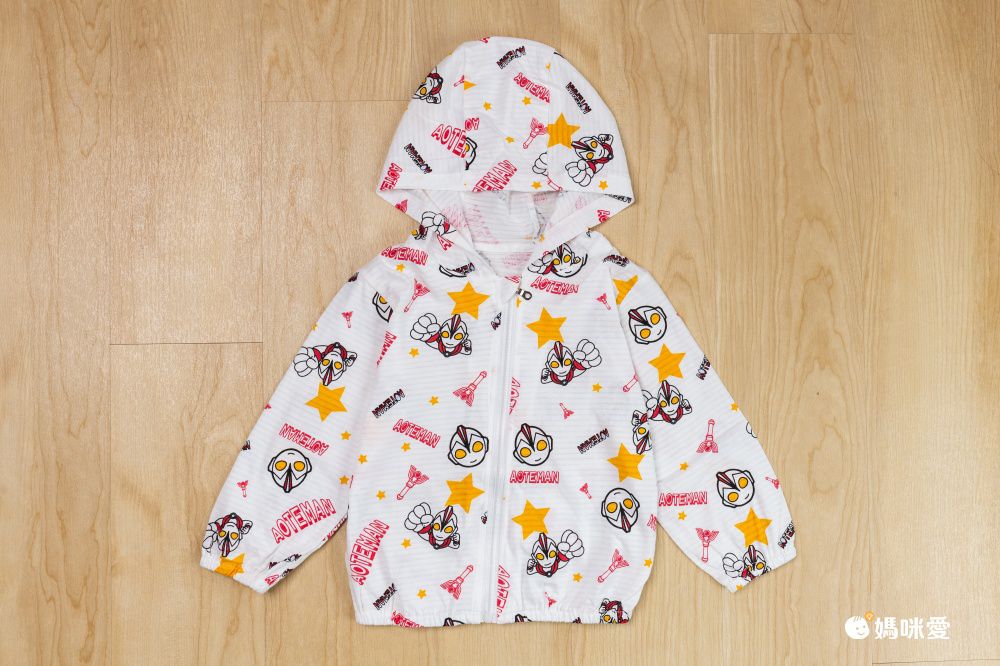 純棉連帽防曬外套-卡通人物-超人力霸王-白色