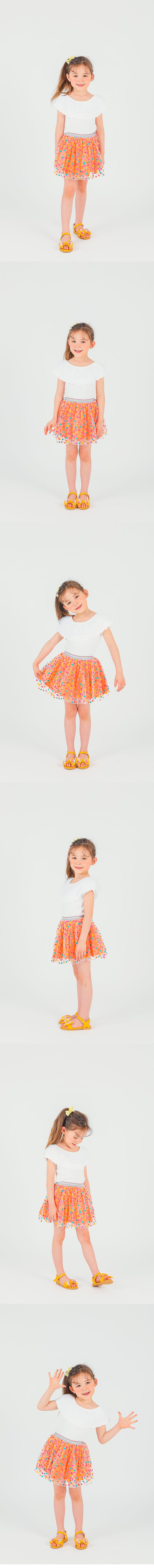 韓國 OZKIZ - 彩虹點點網紗裙-橘