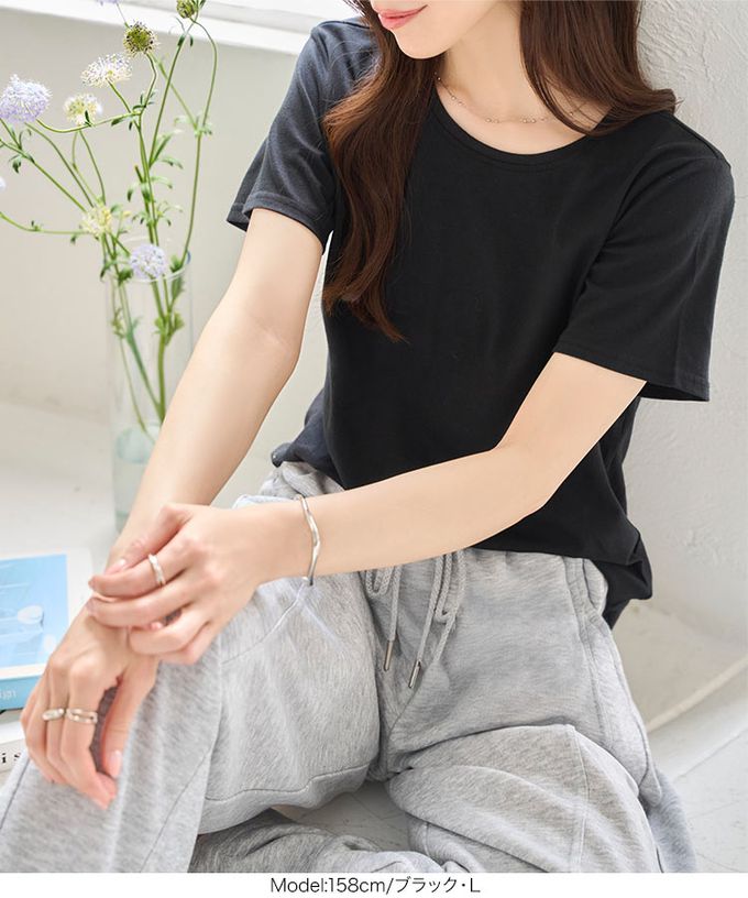 日本 Kobe Lettuce - 抗透汗 純棉圓領合身短袖上衣-墨綠