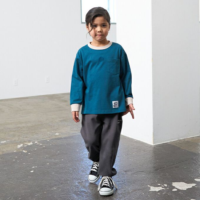 日本 b-ROOM - 彈性休閒素色運動風長褲-海軍藍