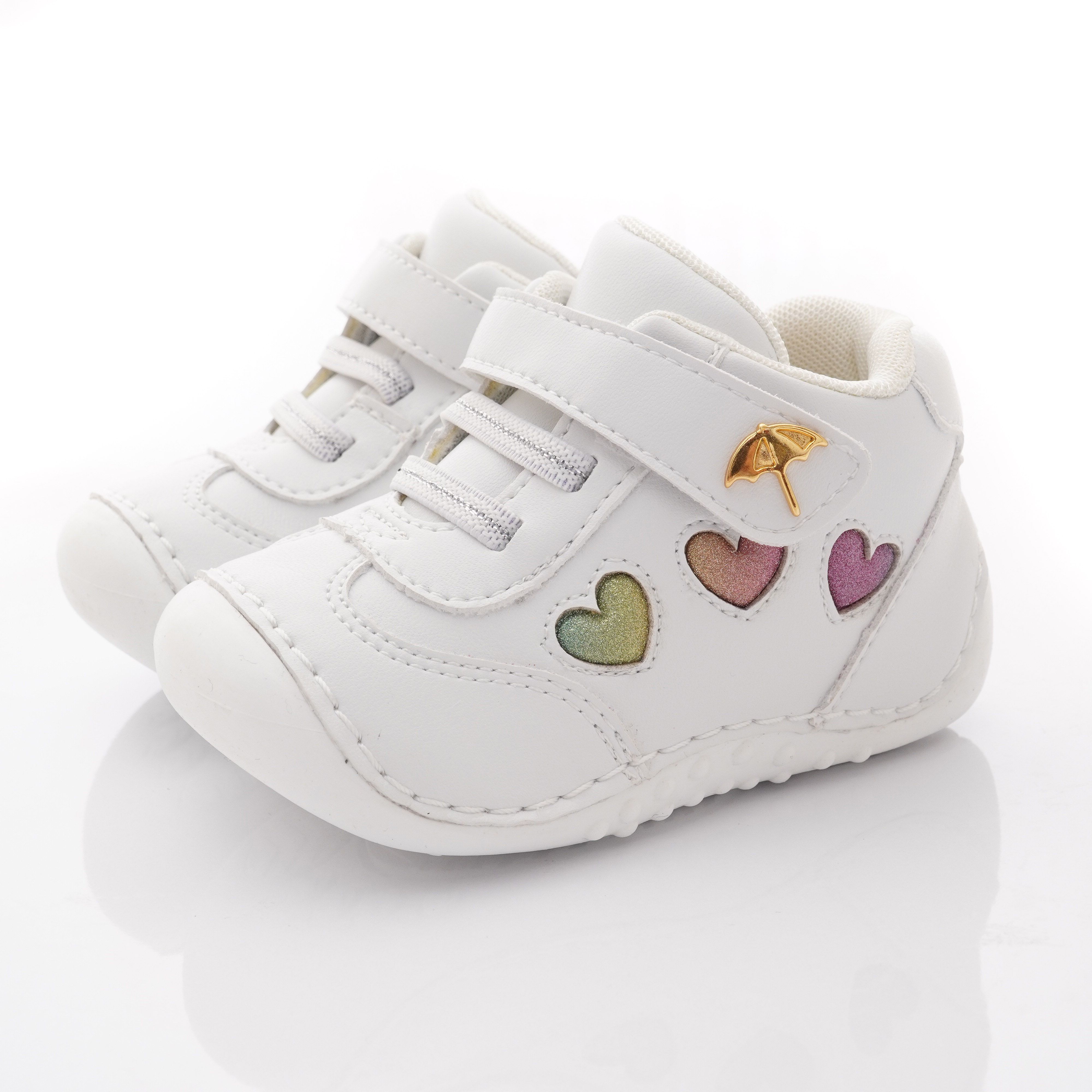 Arnold Palmer 雨傘牌 - 專櫃童鞋-皮質愛心學步款(寶寶段)-白