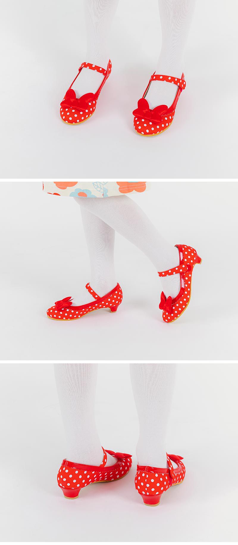 韓國 OZKIZ - 紅色點點低跟皮鞋