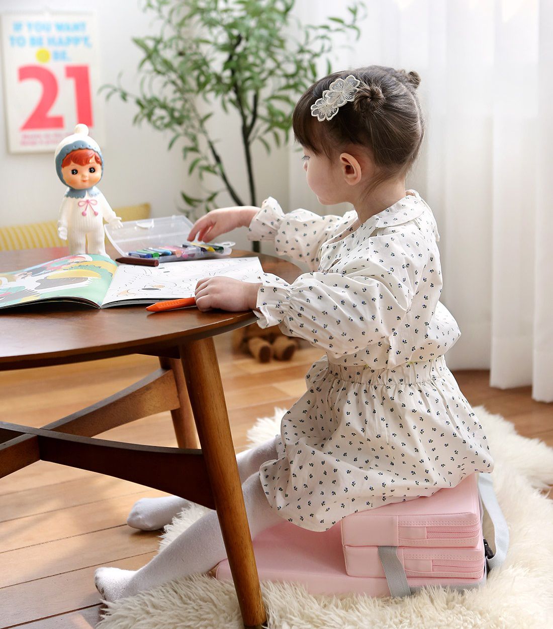 韓國 Prielle - 3段高度增高坐墊-粉紅 (35X35X4~12cm)