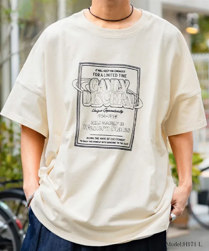 日本 Classical Elf - Java 混有機棉氣質刺繡印花短袖T恤-象牙杏