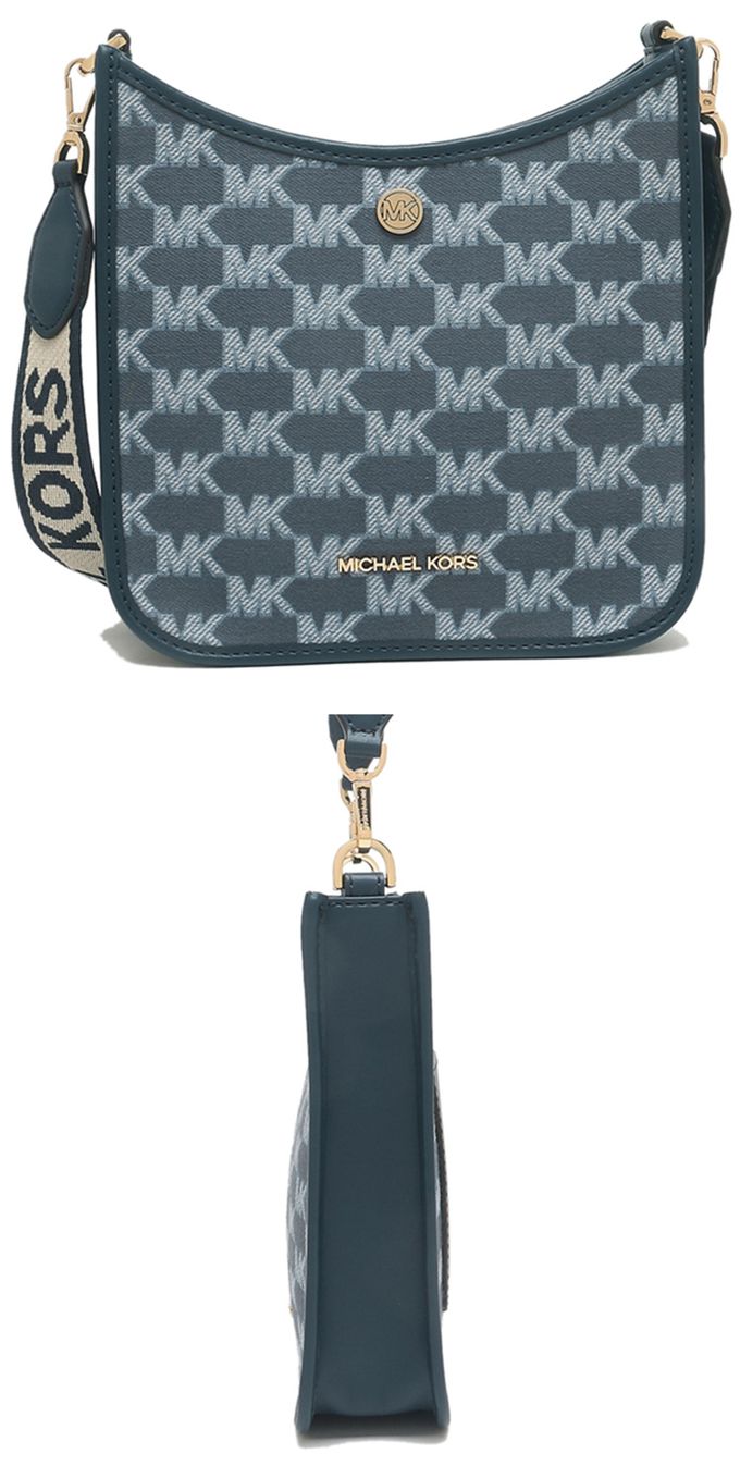 MICHAEL KORS - 滿版LOGO緹花斜背包-藍