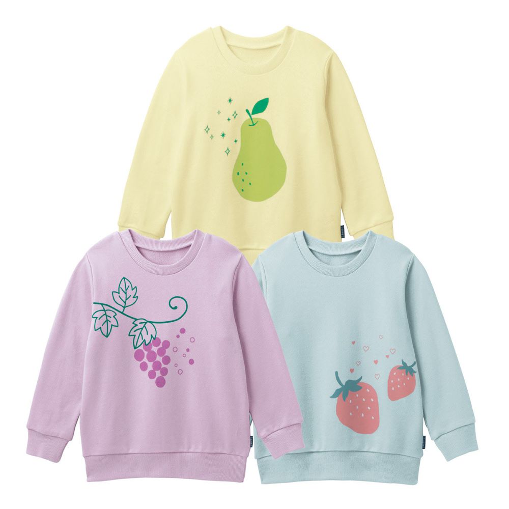 日本千趣會 - GITA 超值裏毛T恤三件組(長袖)-水果-黃紫藍
