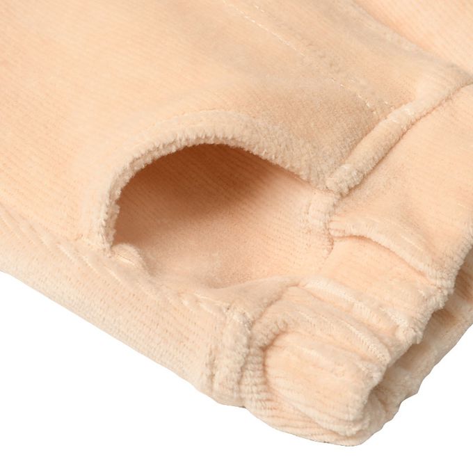 akachan honpo - 10分燈心絨褲-膝蓋圖案-淺卡其色