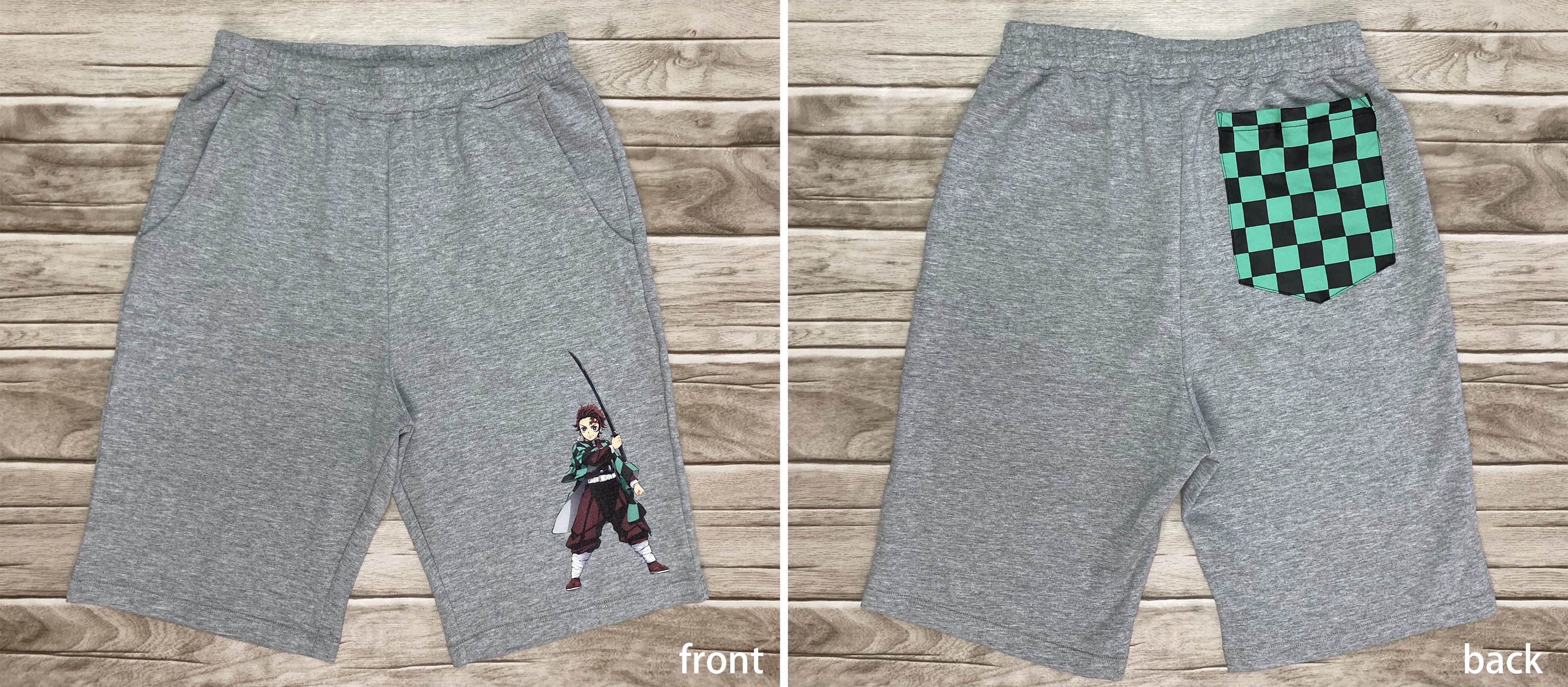 鬼滅之刃 - 兒童休閒短褲-寬鬆版-灰