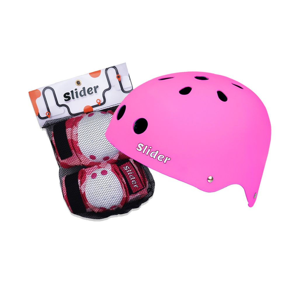 Slider 滑來滑趣 - 全套裝備護具組(頭盔+護肘+護膝)-粉色 (2-5歲)
