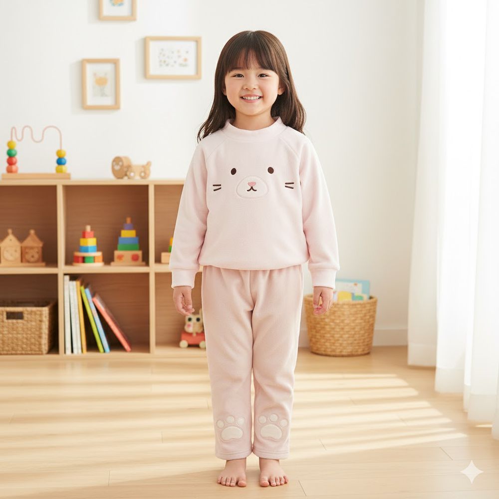 幫助睡眠長袖家居服-軟綿彈性-桃色