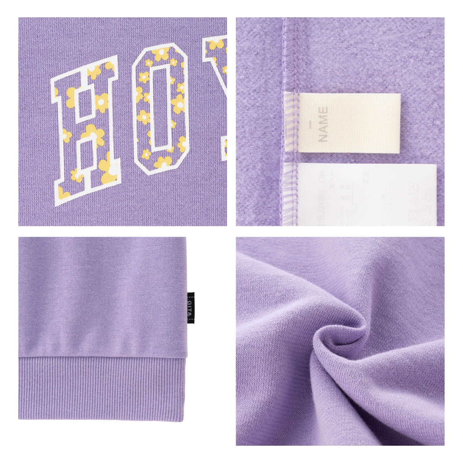 日本千趣會 - GITA 純棉裏起毛防風高領上衣-英文字-紫