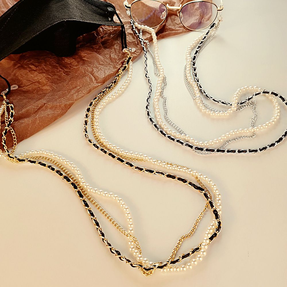 小香風時尚金屬眼鏡掛鏈-3層-金色 (總長70cm)