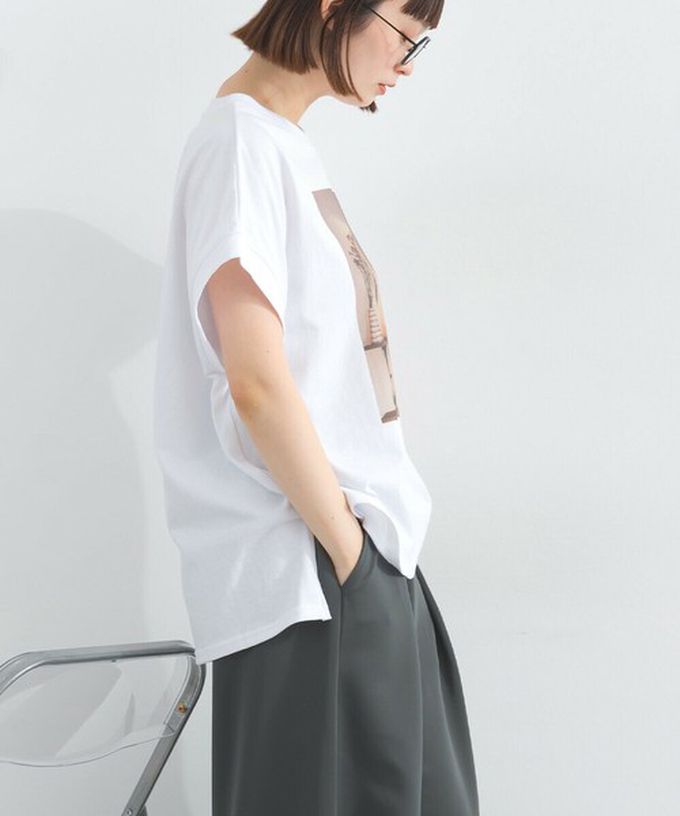 日本 Lupilien - 16支天竺棉 療癒印花法式袖上衣-貓咪的房間-白