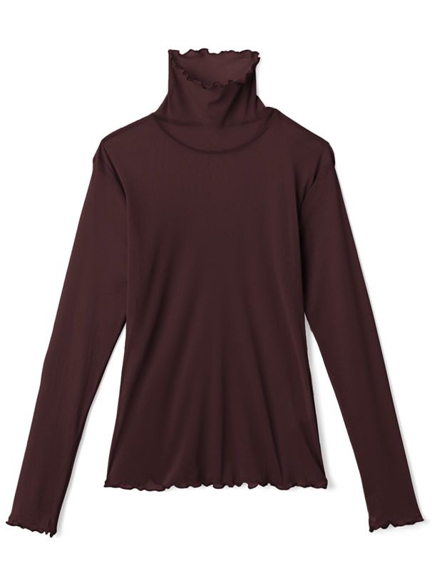 日本 GRL - 聯名款 透膚捲邊長袖內搭/上衣-開心果綠