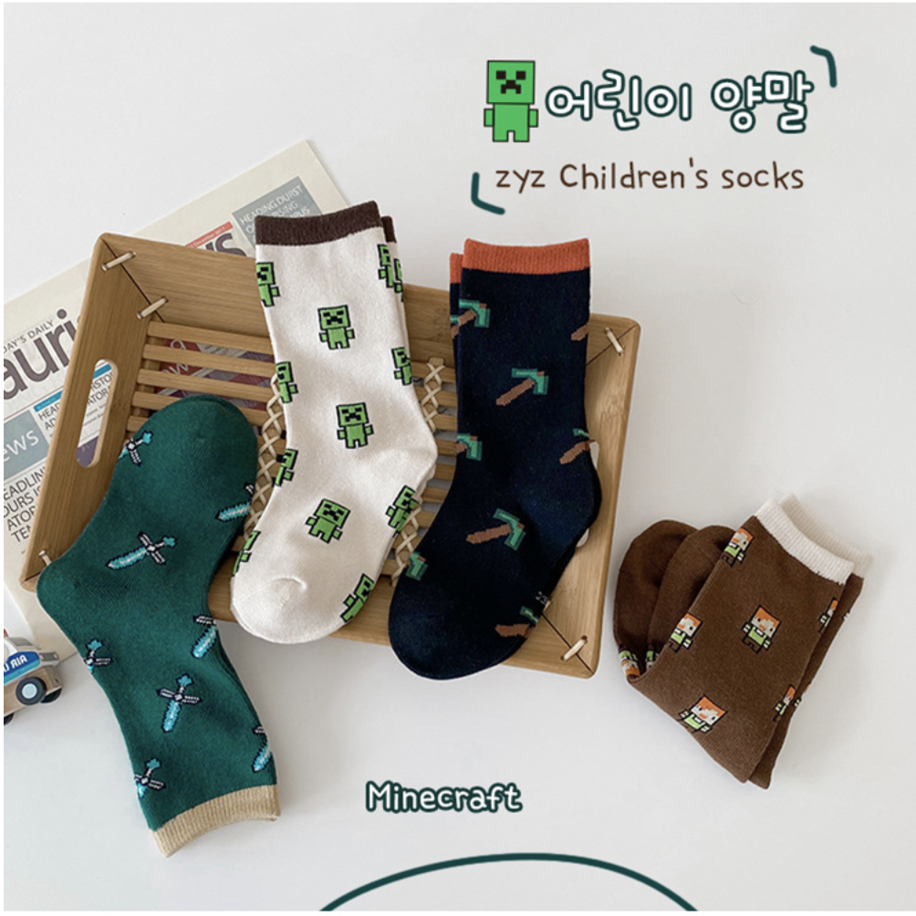 love, charlotte - 男孩卡通世界棉質中筒襪-4雙一組