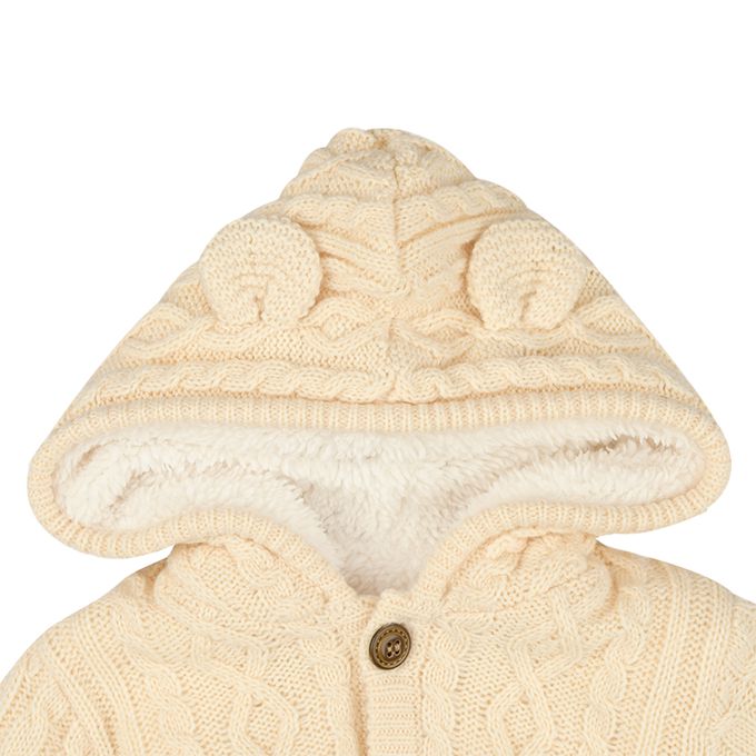 akachan honpo - 針織連帽外套-小耳朵-象牙白色 (80cm)