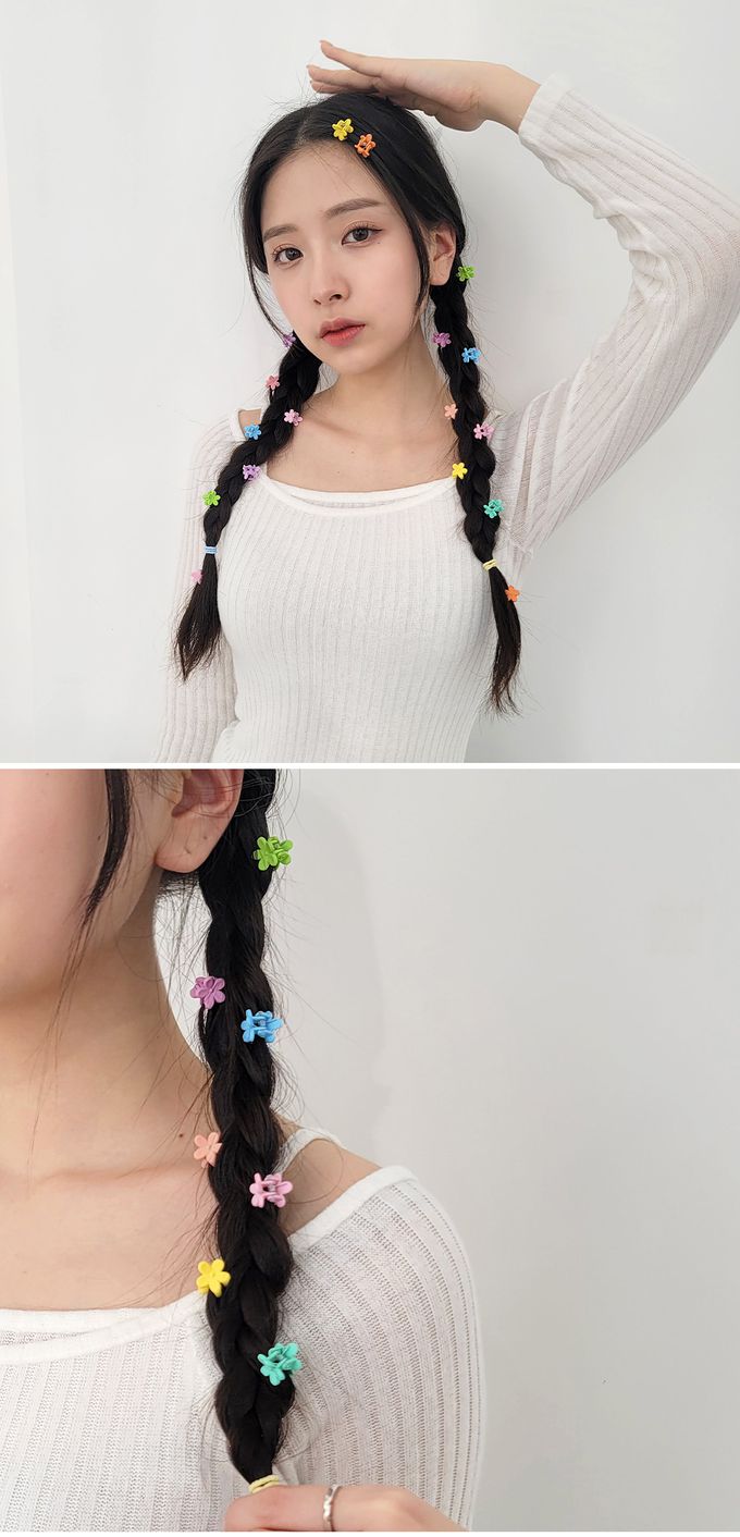 韓國 Soo&Soo - 迷你馬卡龍色小抓夾-花朵-10個一組