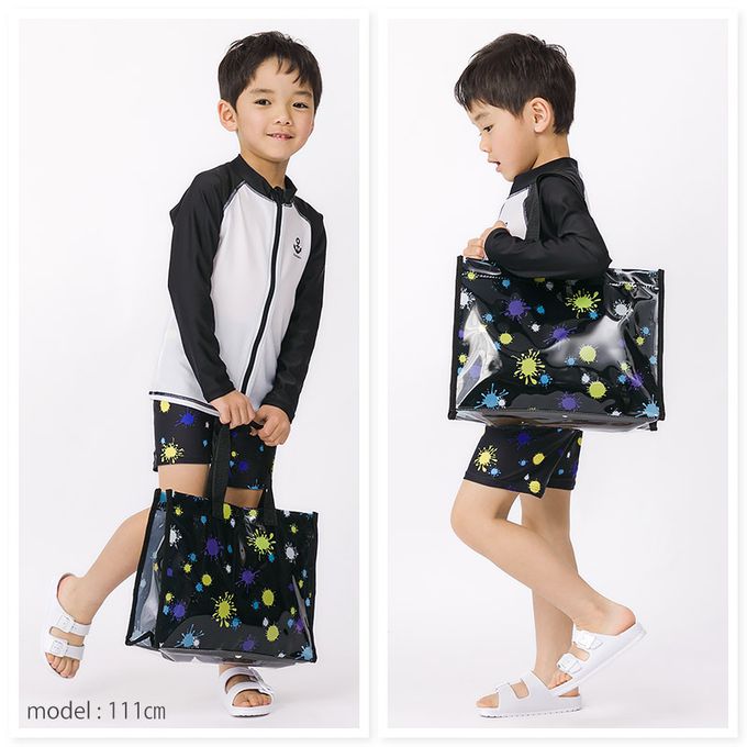 日本 ZOOLAND - 防水PVC手提袋/游泳包-恐龍們-綠色 (25x34cm)