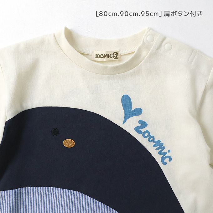 日本 ZOOLAND - 海洋印花短袖上衣-巨大鯨魚-象牙