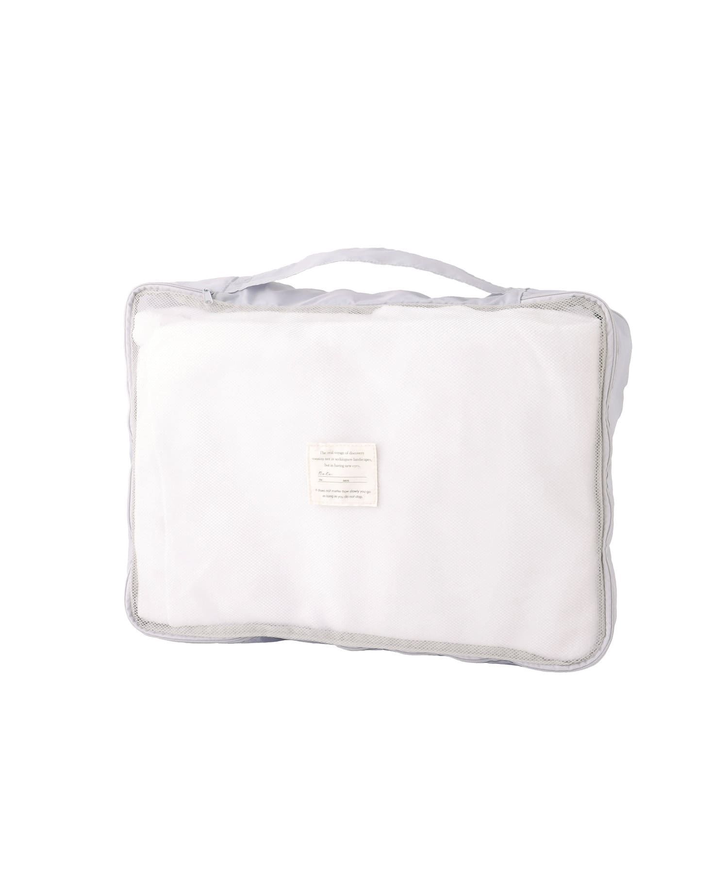 日本代購 - 網眼式衣物旅行收納袋-淺灰 (L(42×30×28cm))