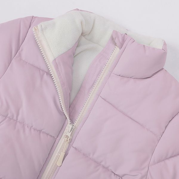 日本 petit main - 潑水加工 蓬鬆保暖鋪棉外套-深藍小花