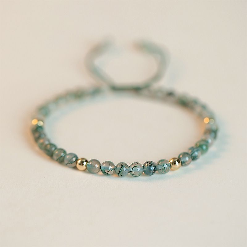 4mm手工編織水草瑪瑙水晶手鏈 (15cm)