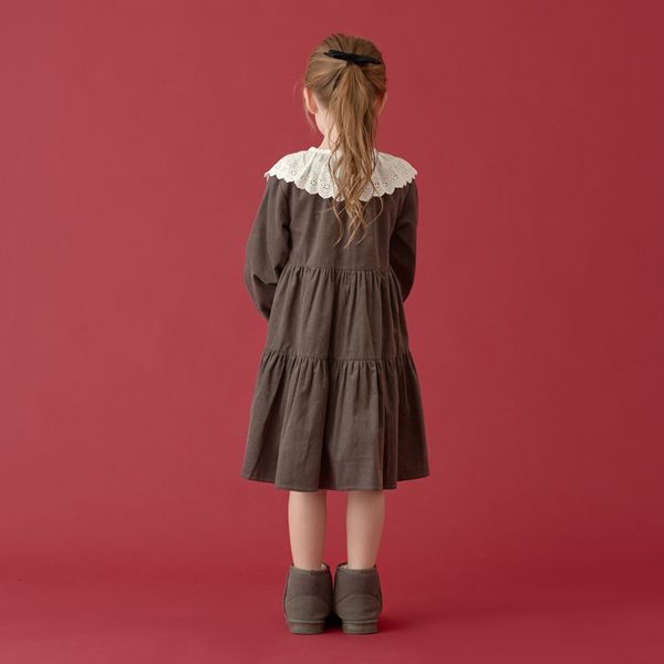 日本 Lycee mine - 可人兒蛋糕分層長袖洋裝(蕾絲領可拆)-粉紅