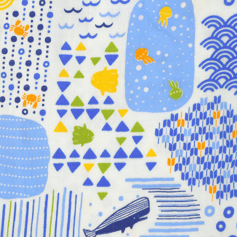 akachan honpo - 兩件式甚平-海-米白色