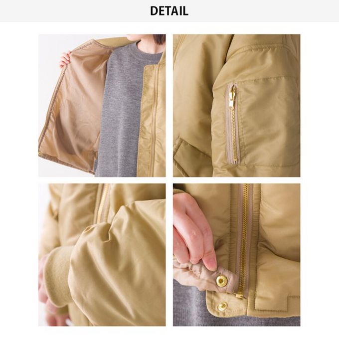 日本 OMNES - 輕盈經典光澤感MA-1飛行外套-淺卡其