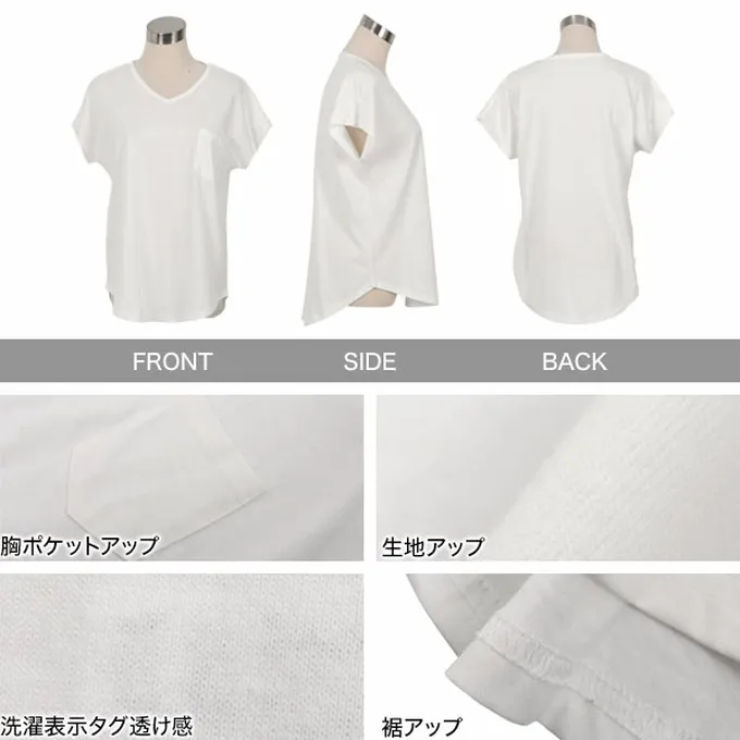 日本 Kobe Lettuce - 抗透汗 純棉V領口袋修身短袖上衣-墨綠