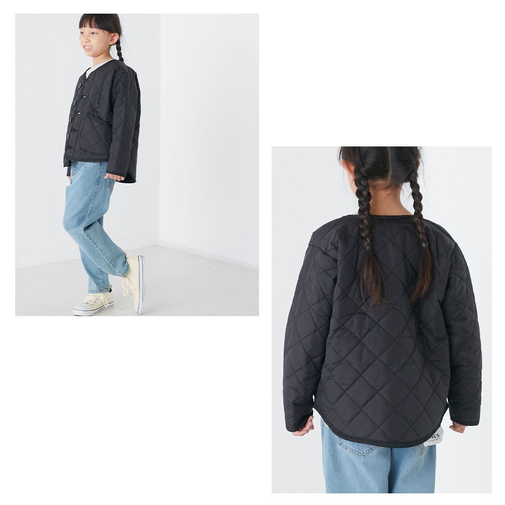 日本 OMNES - 絎縫菱紋內刷毛保暖外套(兒童)-卡其