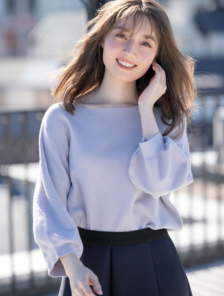 日本 fifth - 柔軟質感船型領針織上衣-深藍