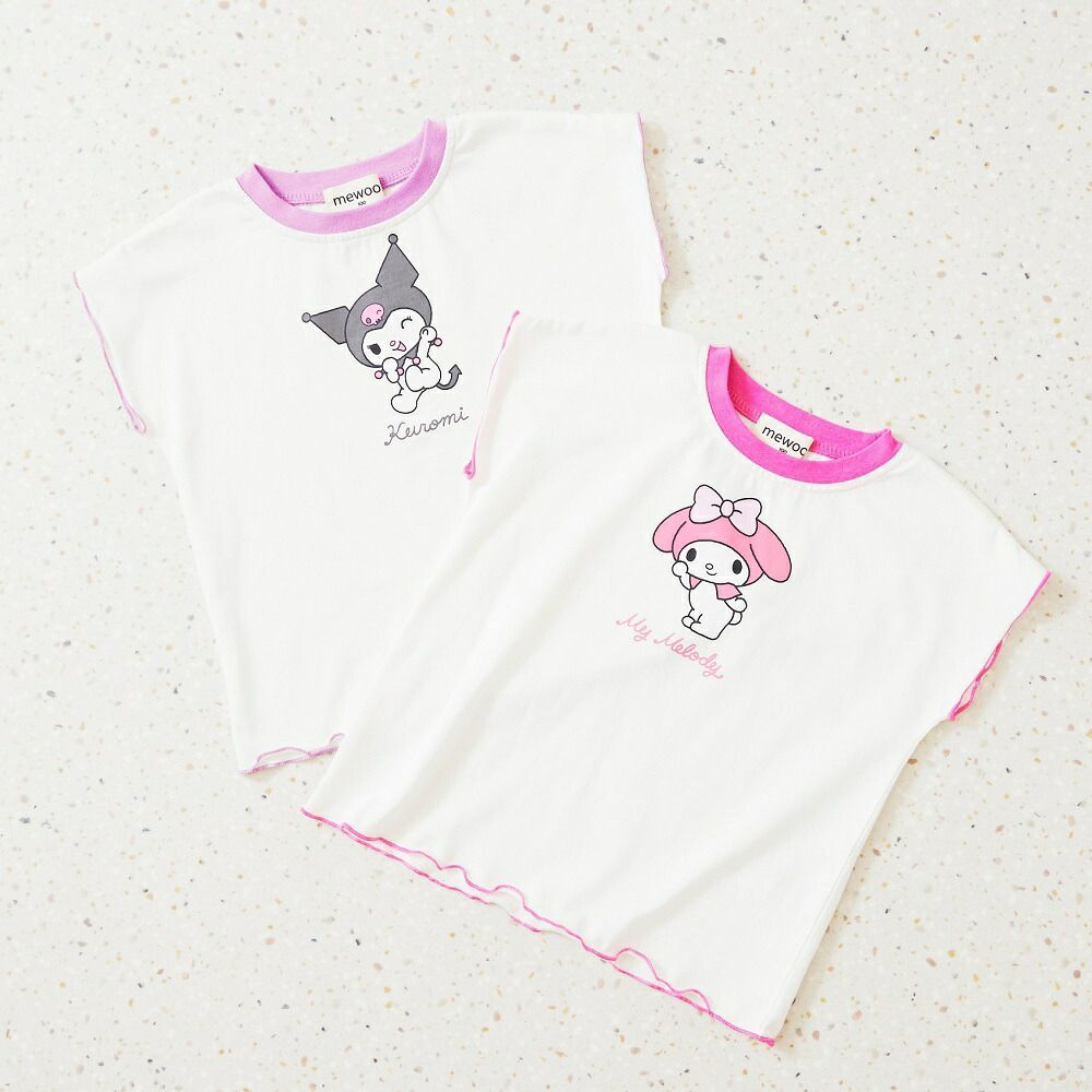 日本 ma lalumiere store - 三麗鷗聯名 彩色捲邊短袖上衣-酷洛米-紫