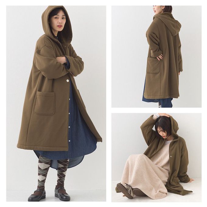 日本 OMNES - 溫暖內抓絨休閒長版連帽外套-深灰