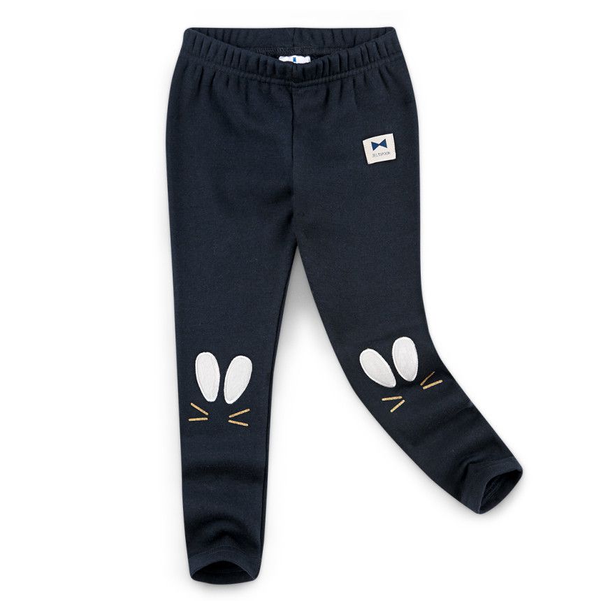 韓國 Jelispoon - (內刷毛)小兔子耳朵內搭褲-深藍