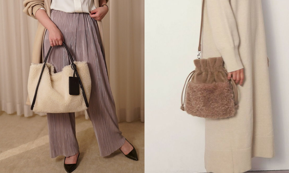 日本 COOCO - SMILEY聯名款 毛絨手提包/托特包(附小包)-芥黃 (W25*H23*D15cm)