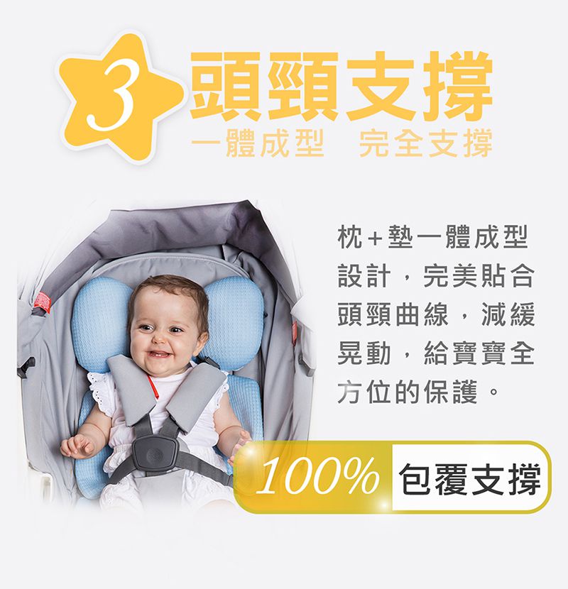 air cossi - 超透氣抗菌天絲坐墊-頭頸支撐款4m-3y-輕柔藍 (67x32cm)