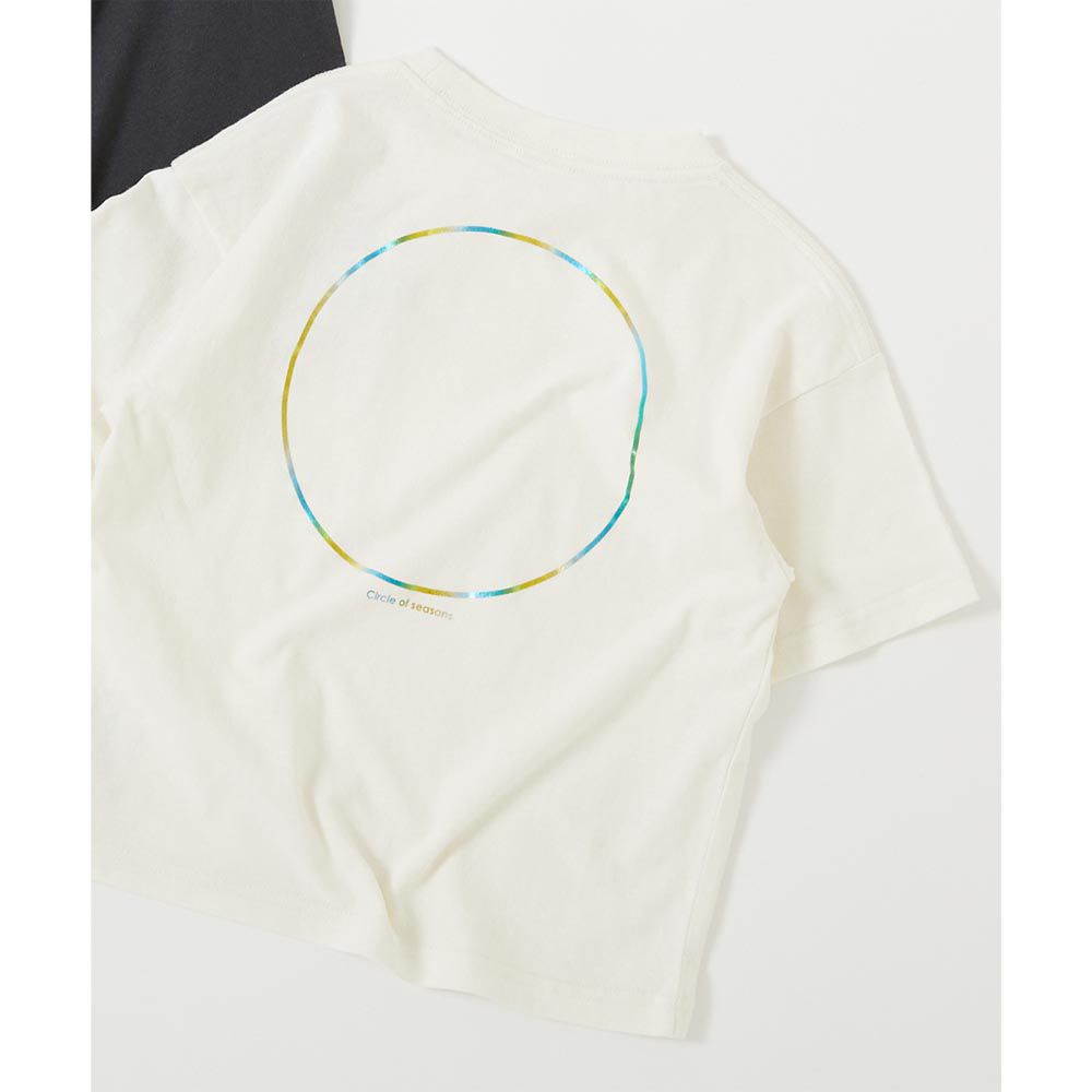 日本 devirock - 100%棉 定番短袖上衣-彩色圓圈-白