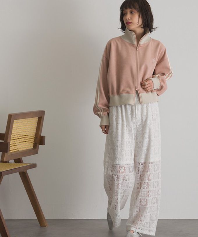 日本 ELENCARE DUE - 麂皮短絨休閒配色運動風夾克-米x炭黑領