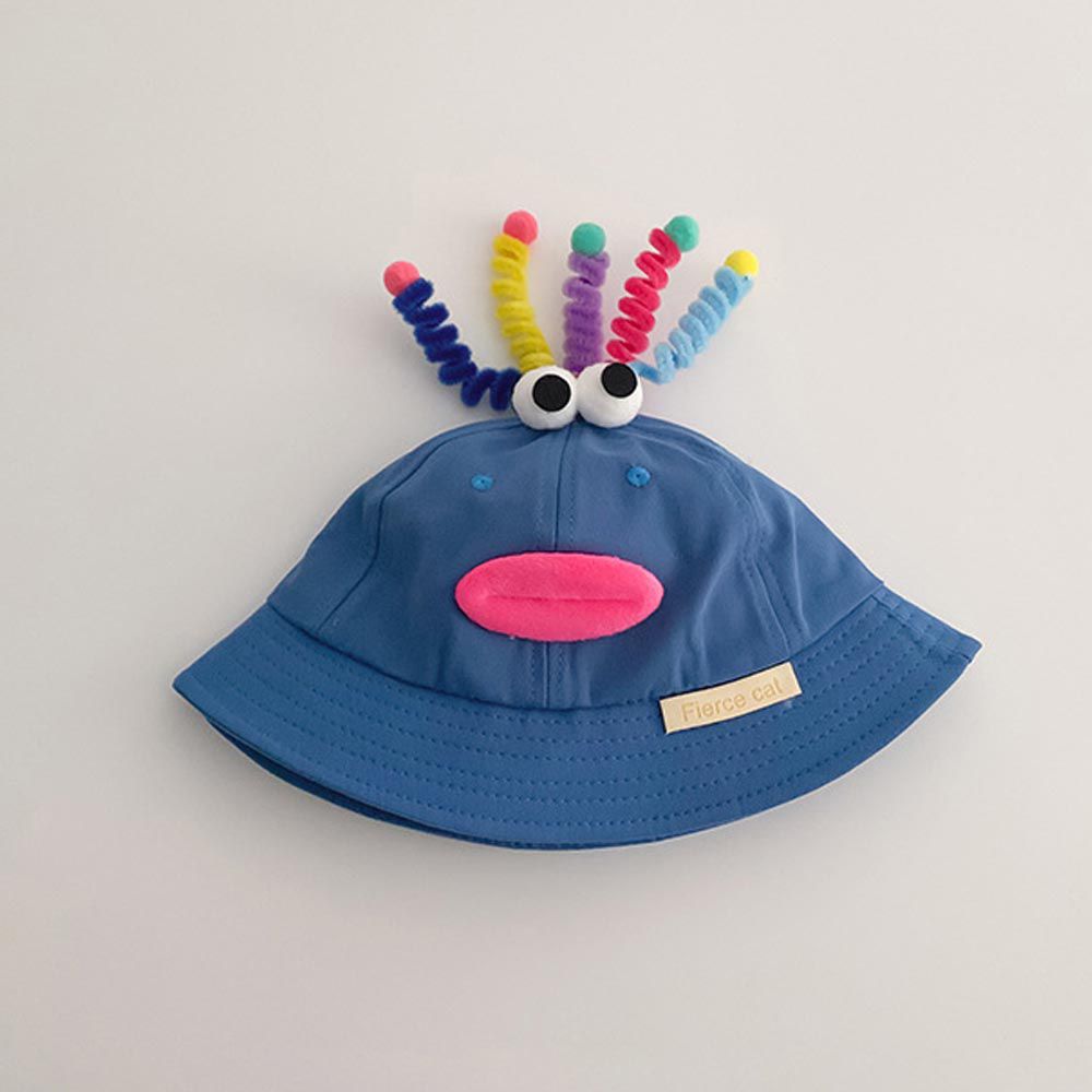 兒童防曬遮陽漁夫帽-童趣臉臉-寶藍色 (48-50CM)