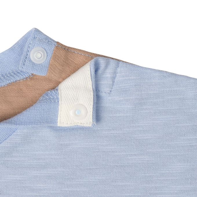 akachan honpo - 長袖T恤-拼接-藍色