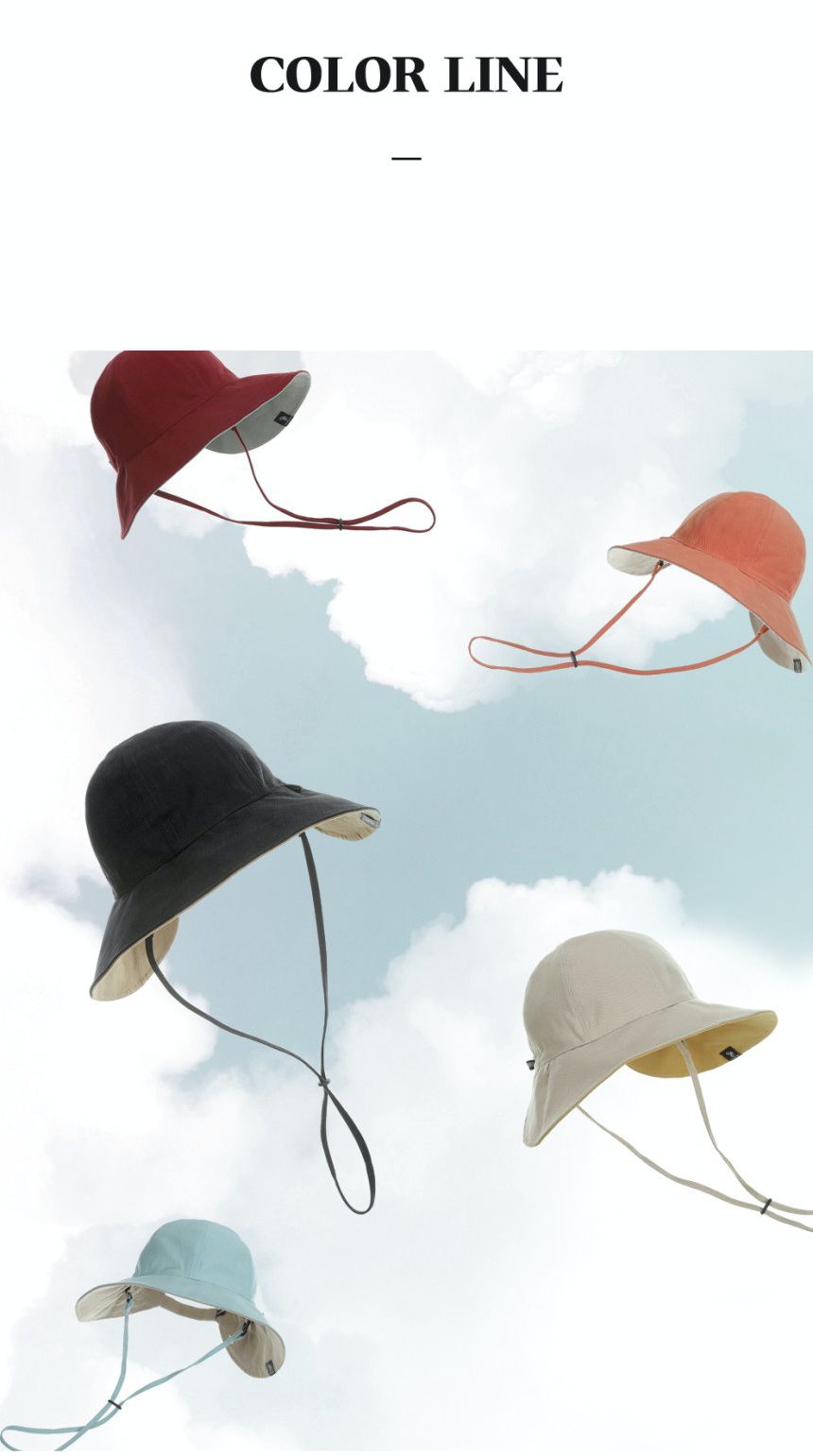 韓國 CHAMELEON - 雙面牛仔布料遮陽帽-黑/棕