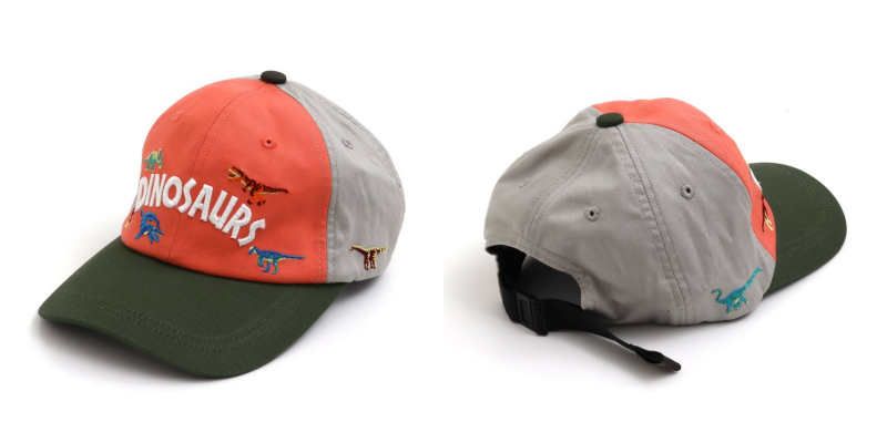 日本 BREEZE - 聯名款 恐龍刺繡棒球帽-撞色-亮橘