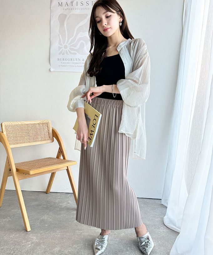 日本 Classical Elf - 喬其紗優美線條修身長裙-黑