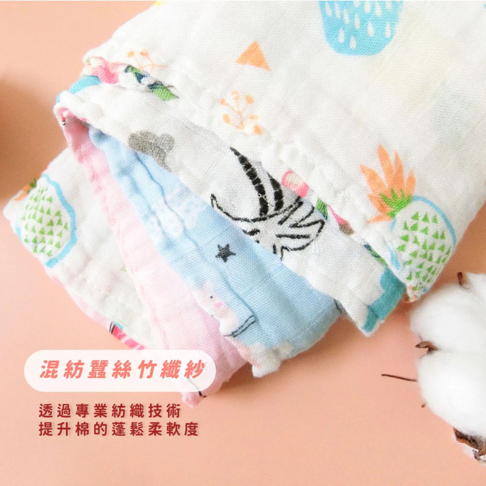 混紡蠶絲竹纖紗童巾 兒童毛巾 新生兒、幼兒適用-隨機出色 (25*50cm)-8入組