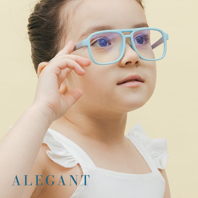 ALEGANT - 飛行樂園海藻藍兒童專用輕量矽膠彈性飛行員UV400濾藍光眼鏡